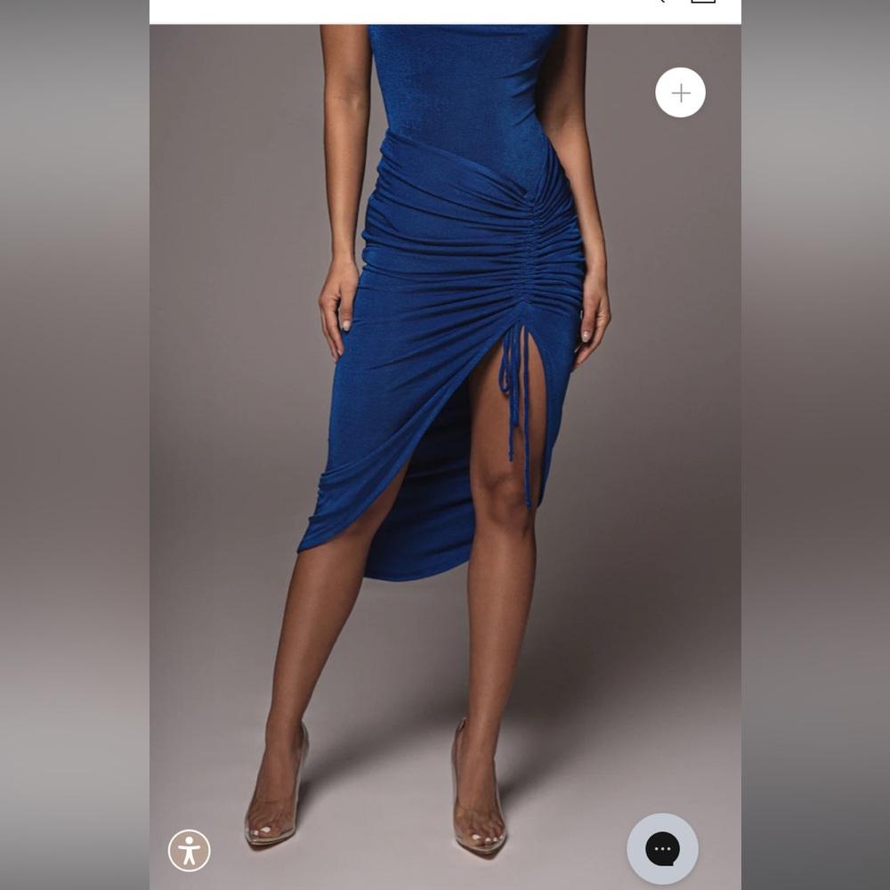 NWT Ruched Royal Blue Asymmetrical Dress - Size XXL